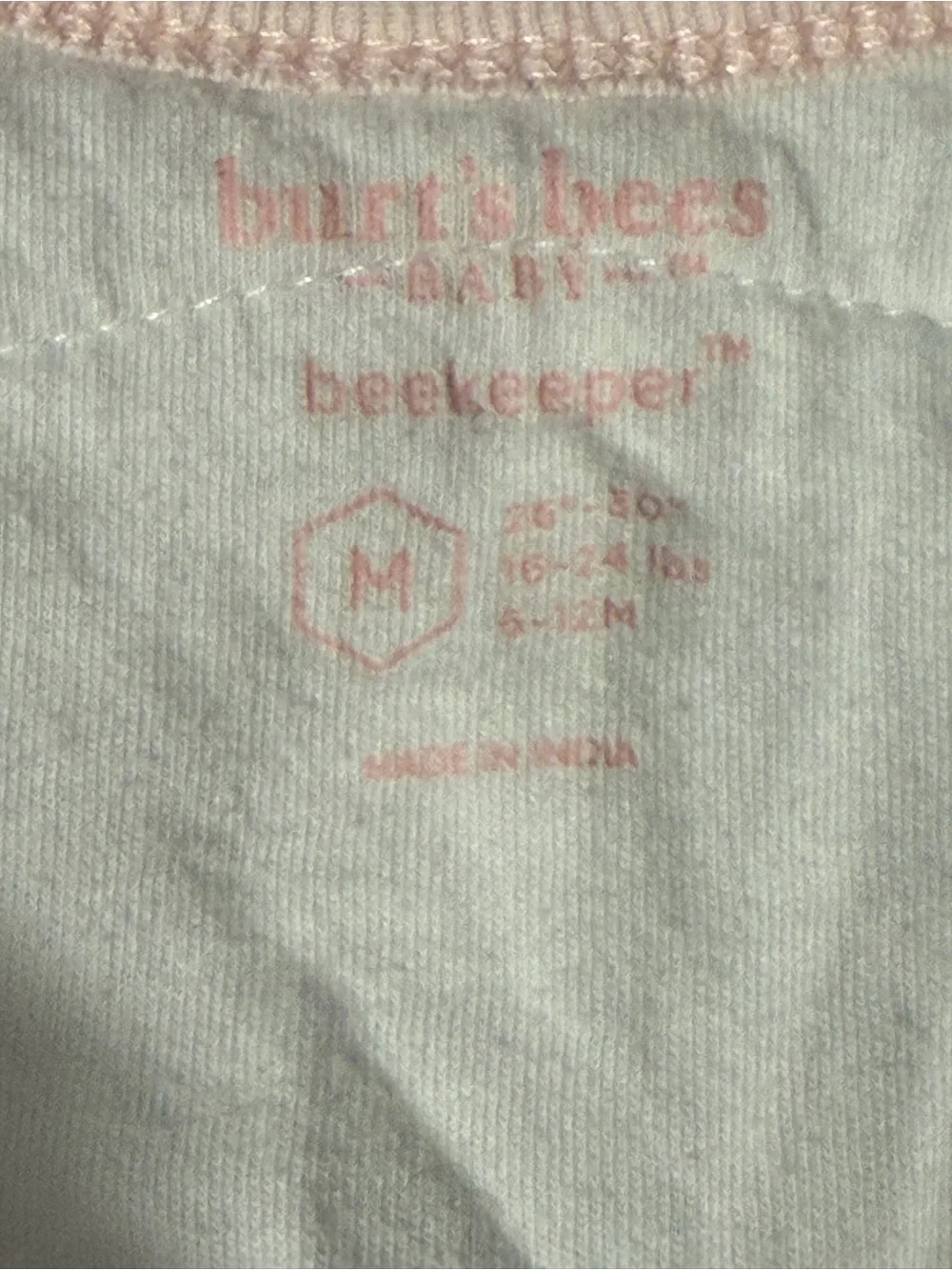 Burt's Bees Baby White Sleep Sack with Light Pink Elephant Print